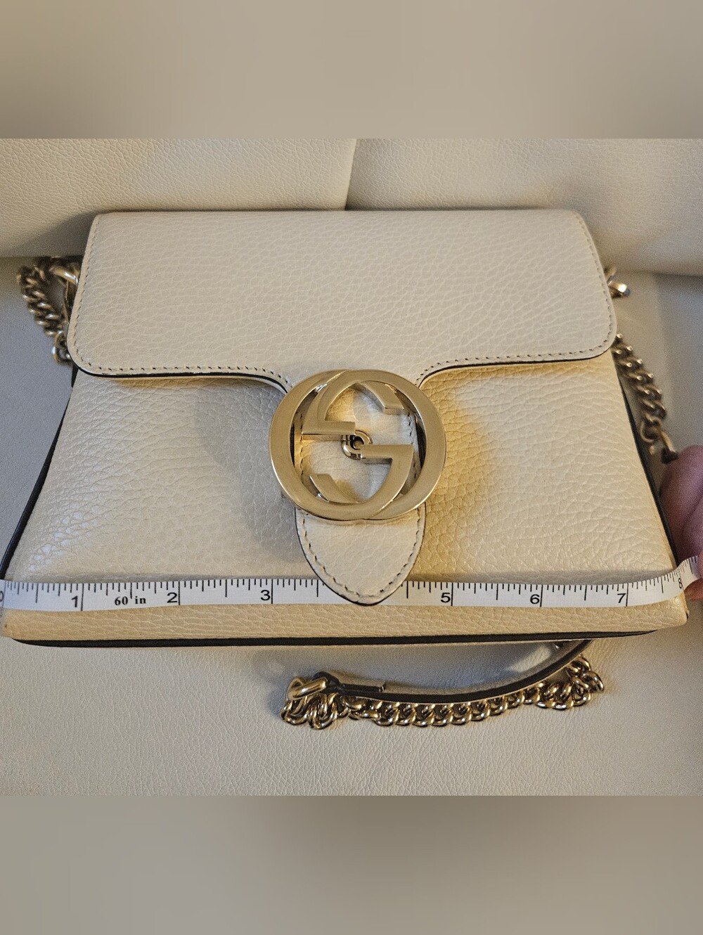 Gucci Dollar Calfskin Interlocking G Shoulder Bag – Ivory/Cream - Picture 9 of 11